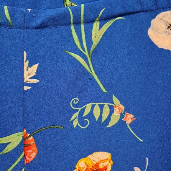 Carolina Belle Montreal Blue Floral Tropical Wide-Leg Midi Jumpsuit Women's M - Picture 6 of 12